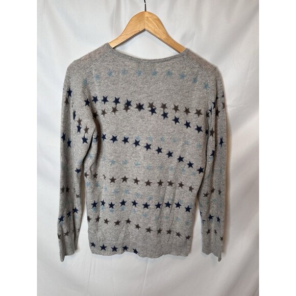 CHARTER CLUB LUXURY CASHMERE M SWEATER CREW NECK GREY stars  PULLOVER pretty - Picture 4 of 8